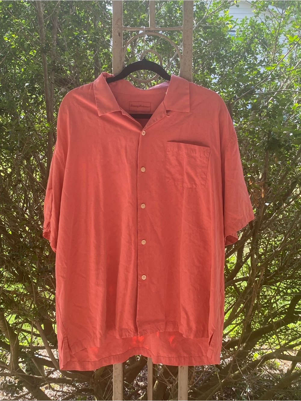 Tommy Bahama Salmon Button Up- 100% Silk